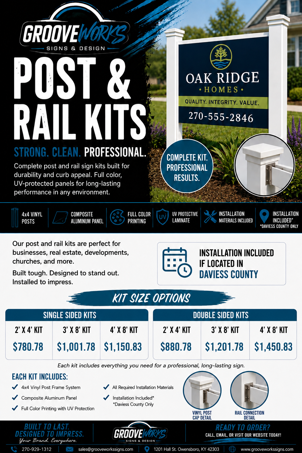 Post & Rail Sign Kits | Vinyl Frame System