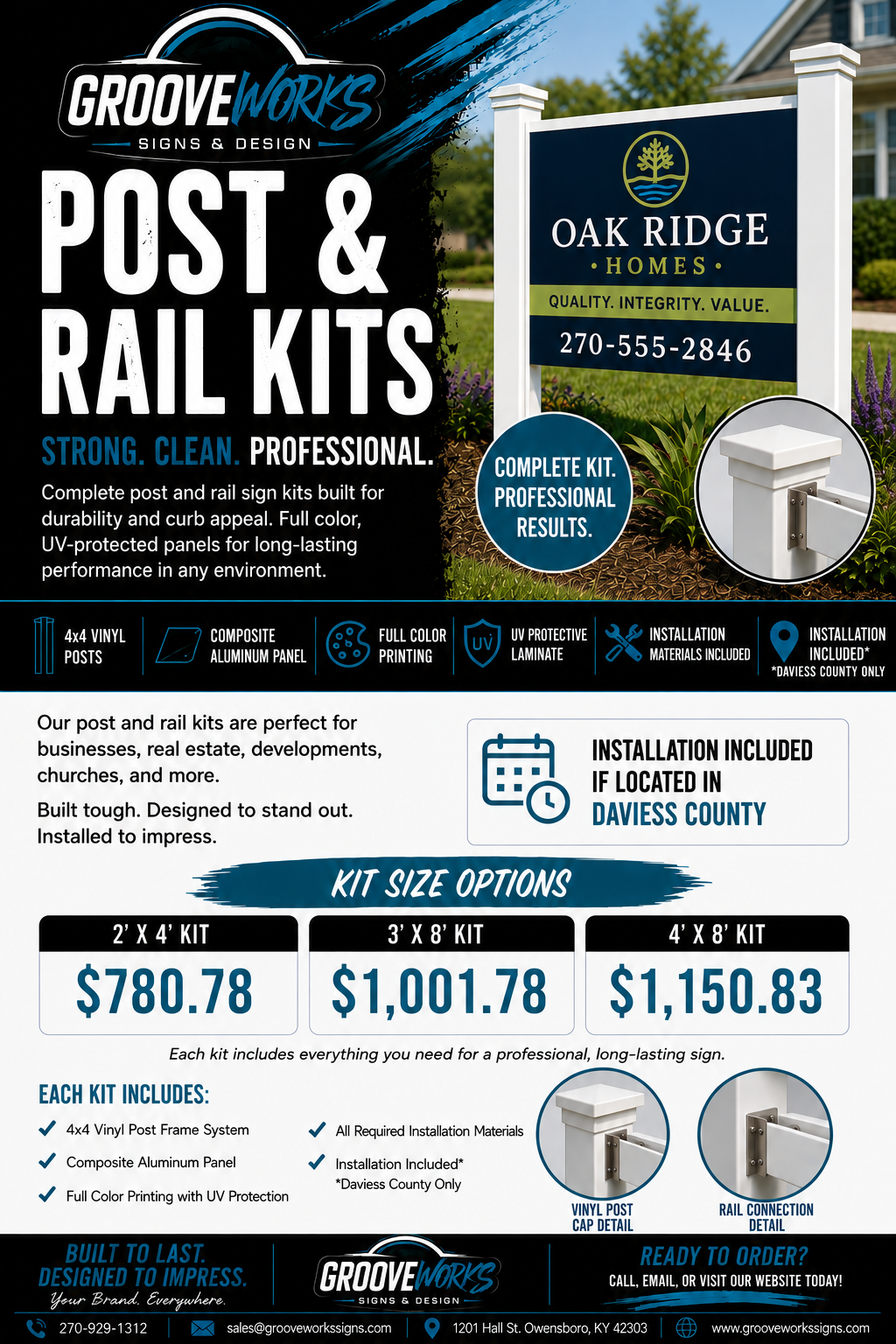 Post & Rail Sign Kits | Vinyl Frame System