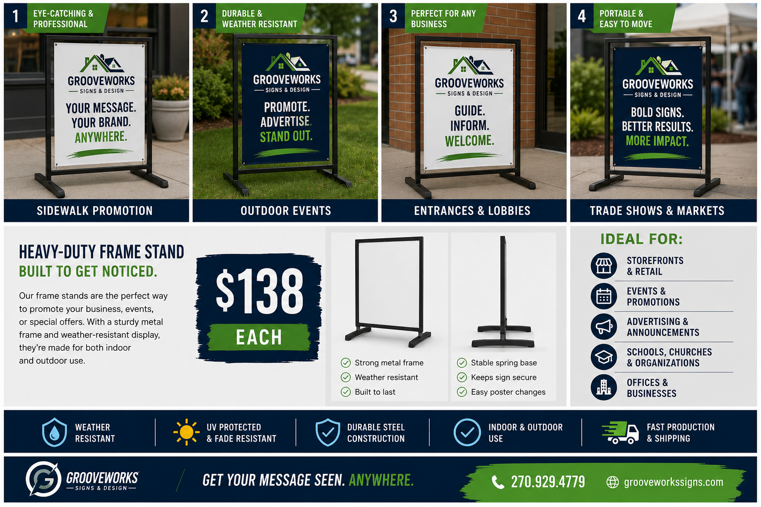 Frame Sign Stand – Heavy Duty Metal Display (Indoor/Outdoor)