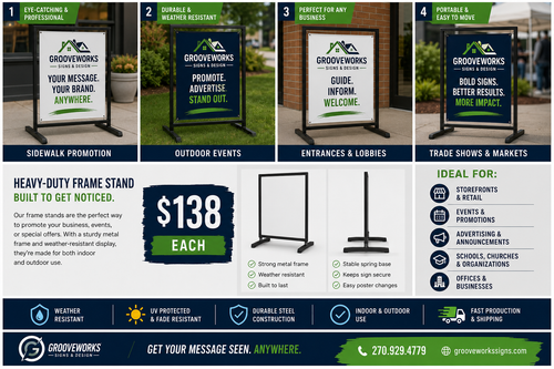 Frame Sign Stand – Heavy Duty Metal Display (Indoor/Outdoor)