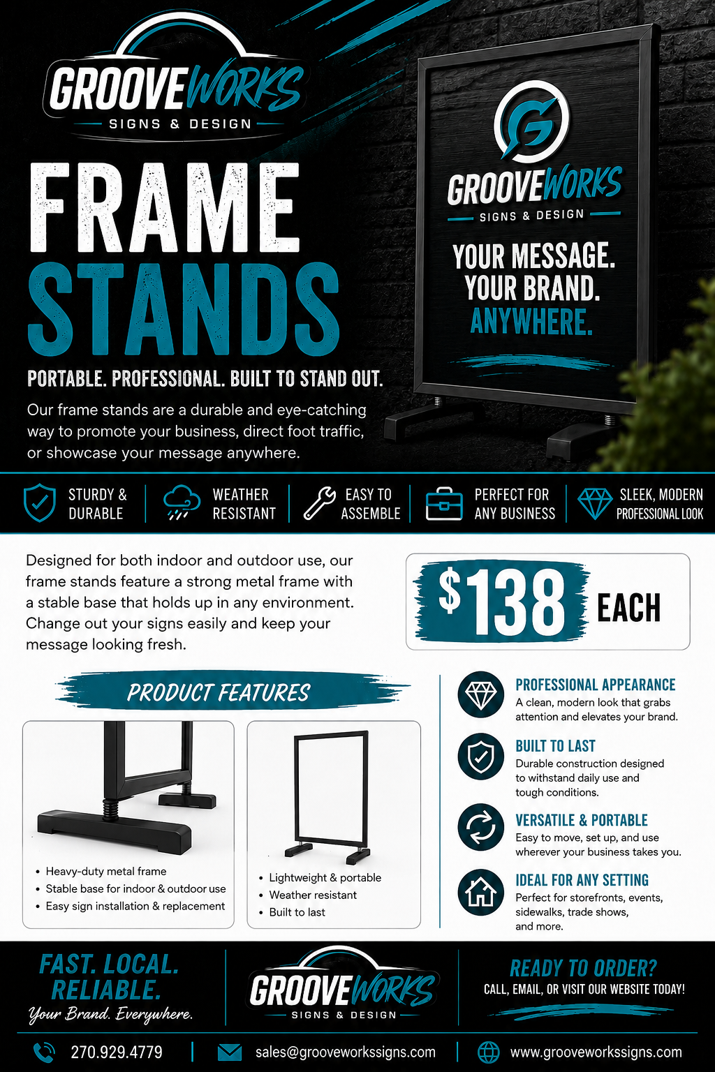 Frame Sign Stand – Heavy Duty Metal Display (Indoor/Outdoor)
