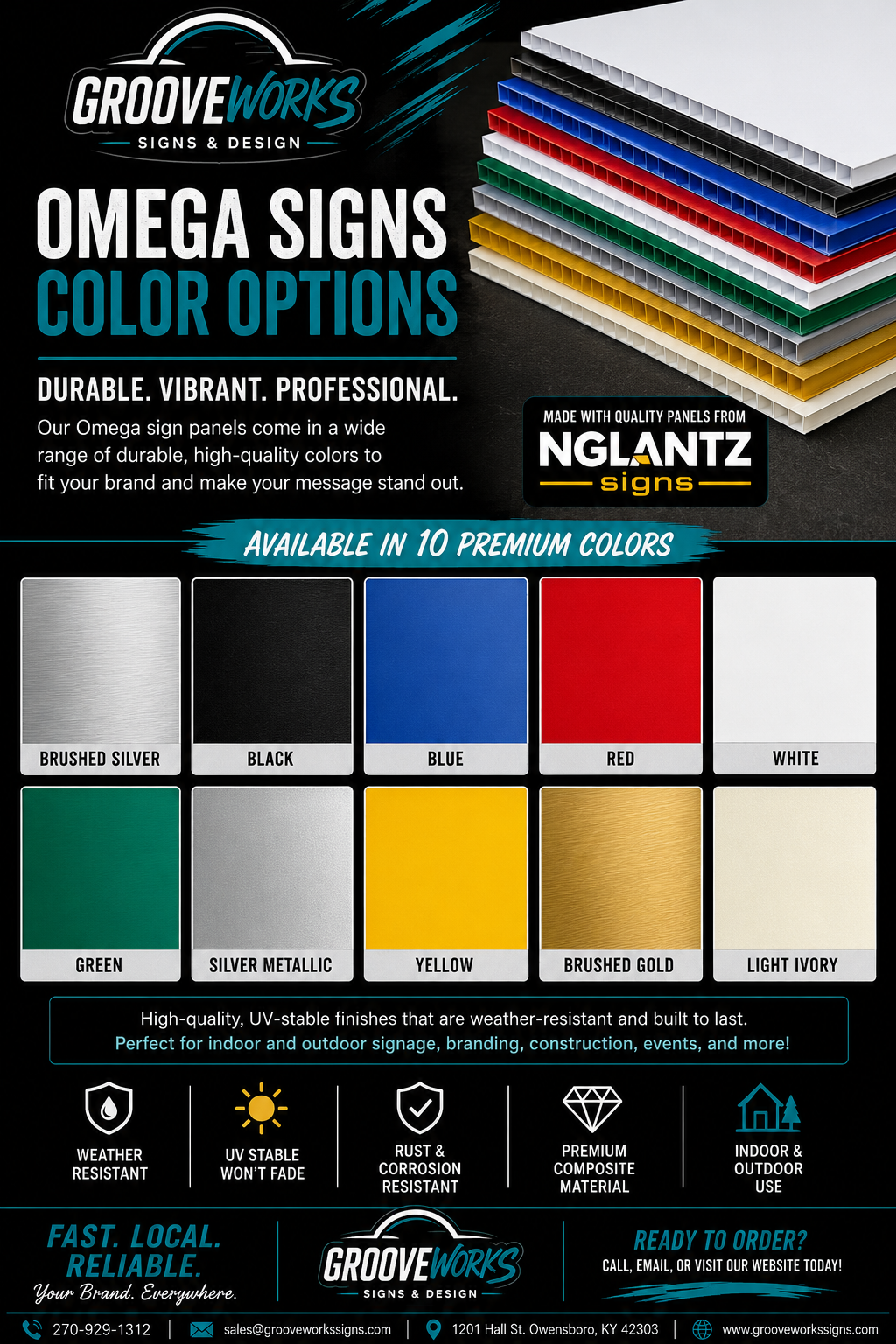 Omega Sign Panels (4’x8’) – Durable Composite Signage | Indoor & Outdoor