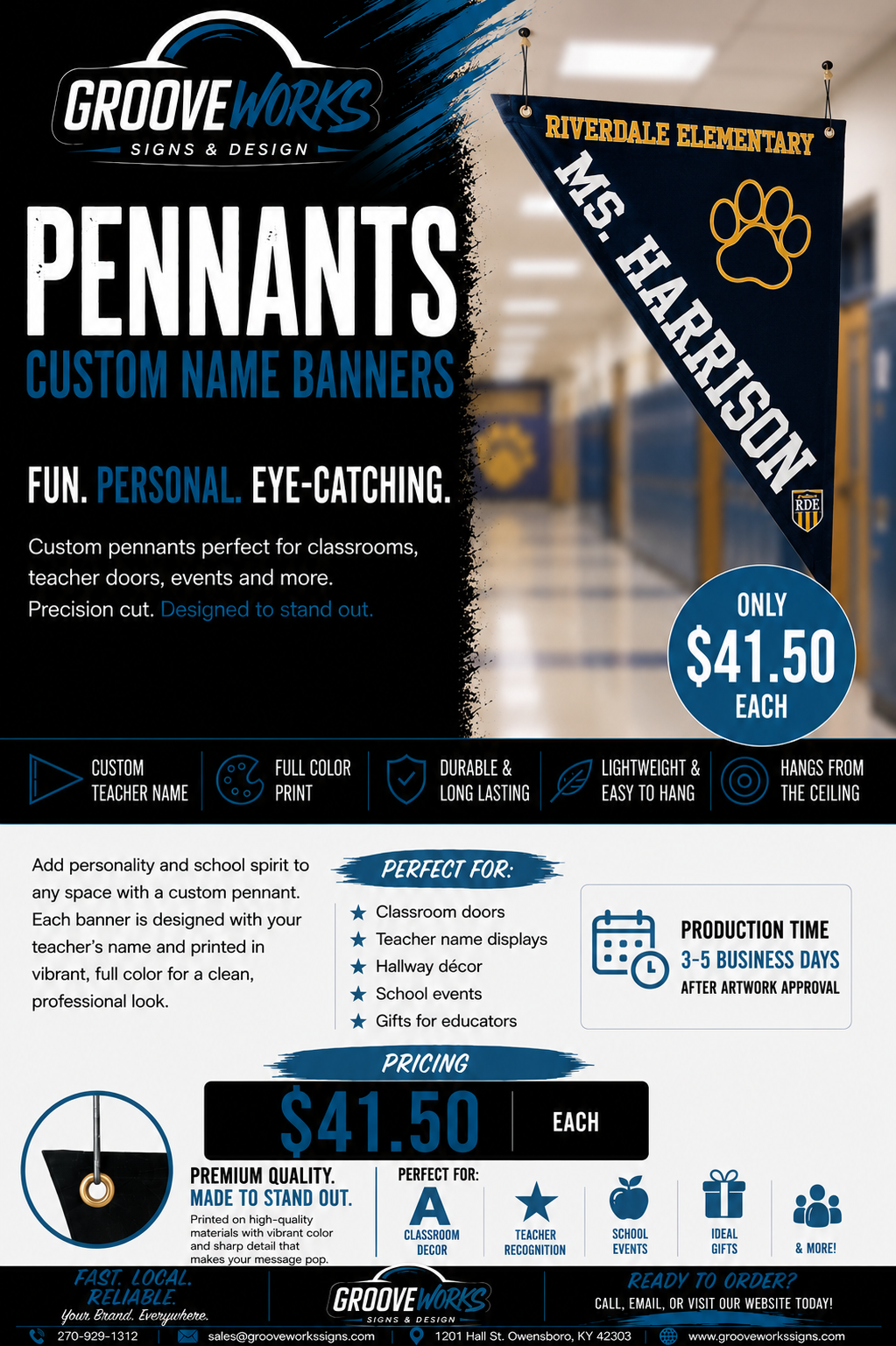 Custom Pennants | Personalized Teacher & Classroom Name Banners