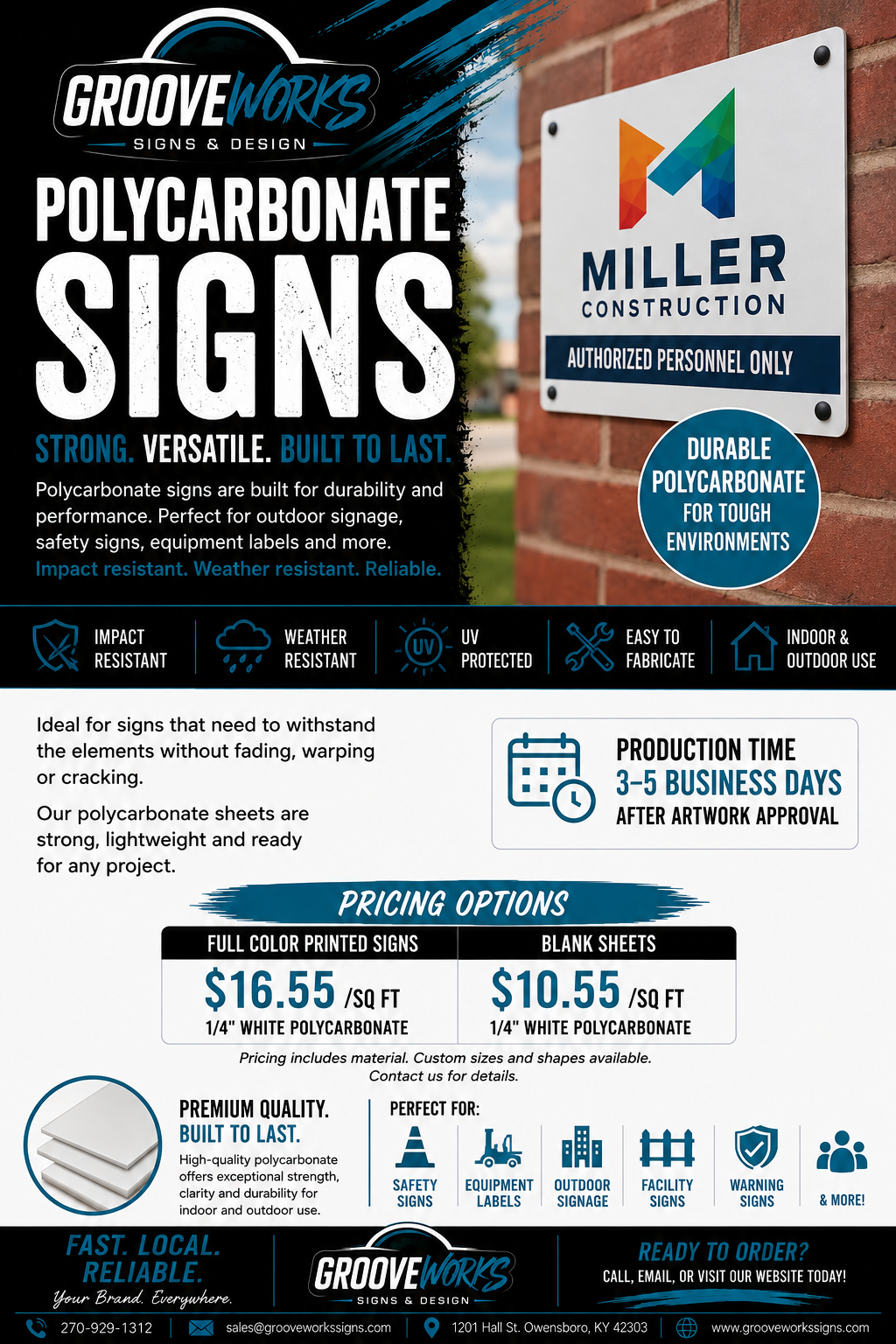 Polycarbonate Signs (1/4" White) | Full Color Printed or Blank Sheets
