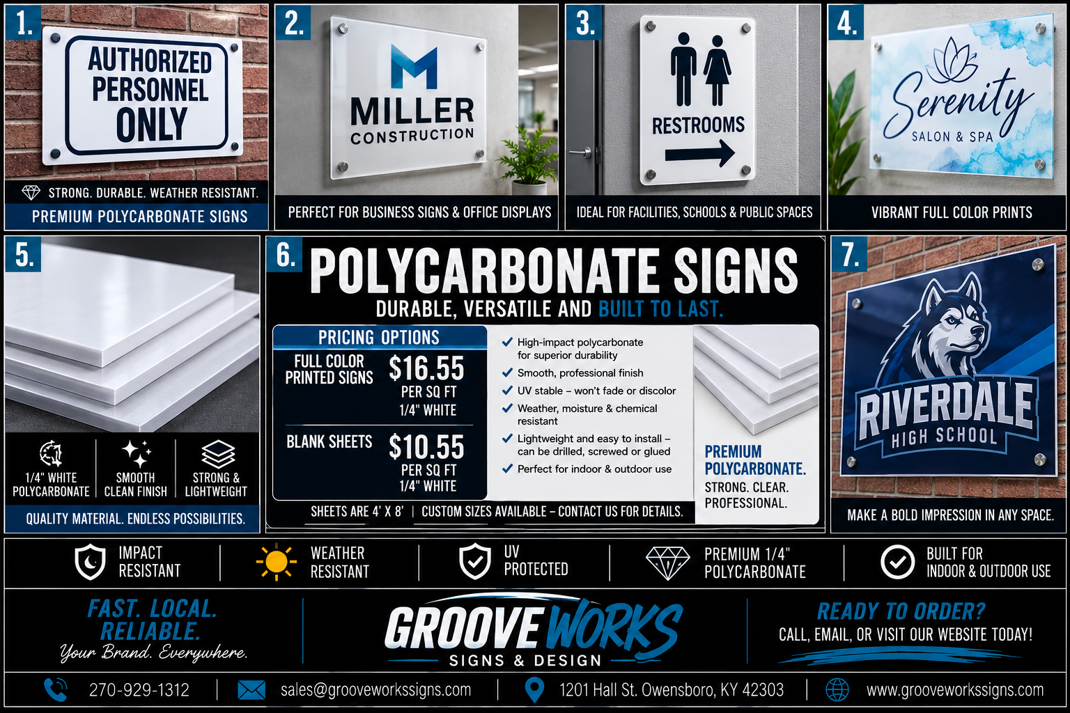 Polycarbonate Signs (1/4" White) | Full Color Printed or Blank Sheets